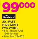 Homestead Fast Hide Matt PVA White-20Ltr