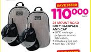 24 Mount Road Grey Backpack And Cap-Each