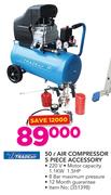 Tradeair 50Ltr Air Compressor 5 Piece Accessory