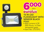 Eurolux 10W LED Floodlight With Sensor Black FS243