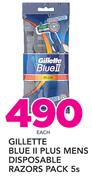 Gillette Blue II Plus Mens Disposable Razors Pack 5s-Each