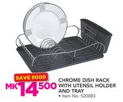 Chrome Dish Rack With Utensil Holder And Tray