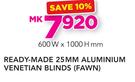 Decorland Ready Made 25MM Aluminium Venetian Blids Fawn-600 W x 1000 H mm