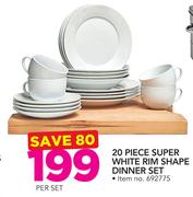 20-Piece Super White Rim Shape Dinner Set-Per Set