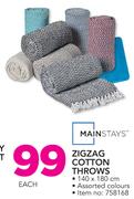 Mainstays Zigzag Cotton Throws (140 x 180cm)-Each
