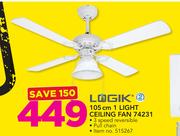Logik 105cm 1 Light Ceiling Fan 74231