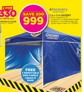 Discovery 3m x 3m Gazebo Includes Pegs & Guide Ropes Free 2 Removable Side Panels