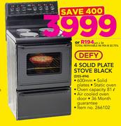 Defy 4 Solid Plate Stove Black DSS-494