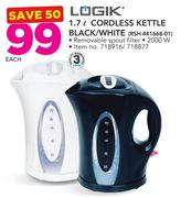Logik 1.7Ltr Cordless Kettle Black/White RSH-441668-01