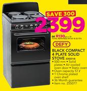 Defy Black Compact 4 Plate Solid Stove DSS514