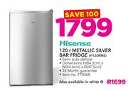 Hisense 120Ltr White Silver Bar Fridge 