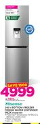 Hisense 340Ltr Bottom Freezer Fridge Water Dispenser Inox H340BI-WD