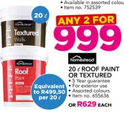 Homestead 20L Roof Paint Or Textured-Each