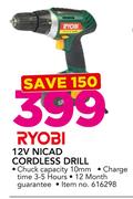 Ryobi 12V Nicad Cordless Drill