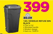 Big Jim 140Ltr Wheelie Refuse Bin Black