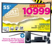 Samsung 55" Curved FHD Smart LED TV 55M6500 With Plus Samsung 3D Blu Ray Home Theatre System HT-J450