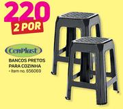 Cenplast Bancos Pretos Para cozinha-por 2