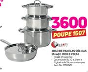 Tissolli jogo de Panelas Solidas em aço Inox 8 Pecas