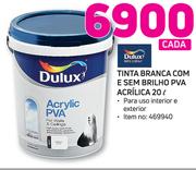 Dulux 20Ltr tinta branca com e sem brilho PVA Acrilica