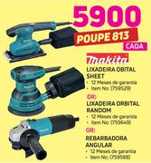Makita lixadeira Orbital Sheet Or lixadeira Orbital Random Or Rebarbadora Angular-cada