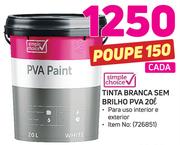 Simple Choice tinta branca sem brilho PVA 20Ltr