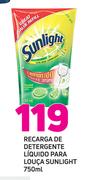 Recarga de Detergente Líquido para louca Sunlight -750ml