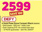 Defy 4 Solid Plate Stove Compact Black