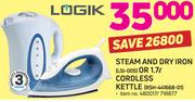 Logik Steam And Dry Iron (LDI-005)  Or 1.7L Cordless Kettle (RSH 441668-01)