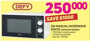 Defy 20L Manual Microwave White MDMO367 WM203