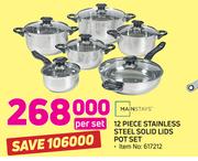 Mainstays 12 Piece Stainless Steel Solid Lids Pot Set-Per set