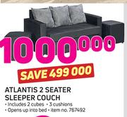 Atlantis 2 Seater Sleeper Couch Includes 2 Cubes