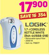 Logik 1.7Ltr Cordless Kettle White RSH-441668-018
