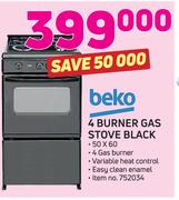 Beko 4 Burner Gas Stove Black