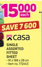 Casa Single Assorted Fitted Sheet