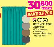 Casa Lined MF Curtain Assorted-Per Drop