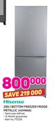 Hisense 299Ltr Bottom Freezer Fridge Metallic H299BME
