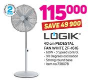 Logik 40cm Pedestal Fan White ZF-1616