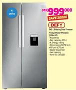 Defy 740L Side By Side Freezer Fridge Water Metallic DFF437