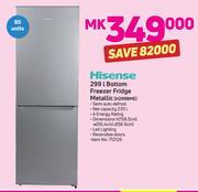 Hisense 299Ltr Bottom Freezer Fridge Metallic H299BME