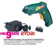 Ryobi 3.6V Nicad Cordless Screwdriver HSD360L