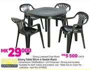 Antracite Ebony Table 90cm 4 Seater Black