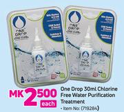 One Drop Chlorine-30ml Free Water Purification Treatment-Each