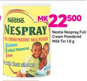 Nestle Nespray Full Cream Powdered Milk Tin-1.8Kg