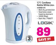 Logik 1.7Ltr Cordless Kettle White RSH-441668