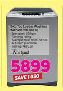 Whirlpool 16kg Top Loader Washing Machine WTL 1600 SL