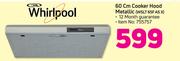Whirlpool 60cm Cooker Hood Metallic WSTL 65F AS X