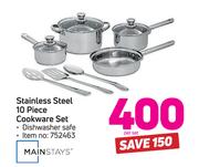 Mainstays Stainless Steel 10-Piece Cookware Set-Per Set