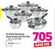 Mainstays 12-Piece Stainless Steel Solid Lids Pot Set-Per Set