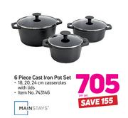 Mainstays 6-Piece Cast Iron Pot Set-Per Set