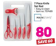 Mainstays 7-Piece Knife Set Red-Per Set